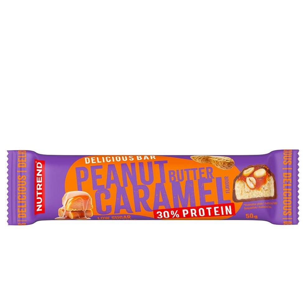 NUTREND Delicious Bar Protein 30 % – 50 g – Masło Orzechowe Karmel - WYPRZEDAŻ -15-05