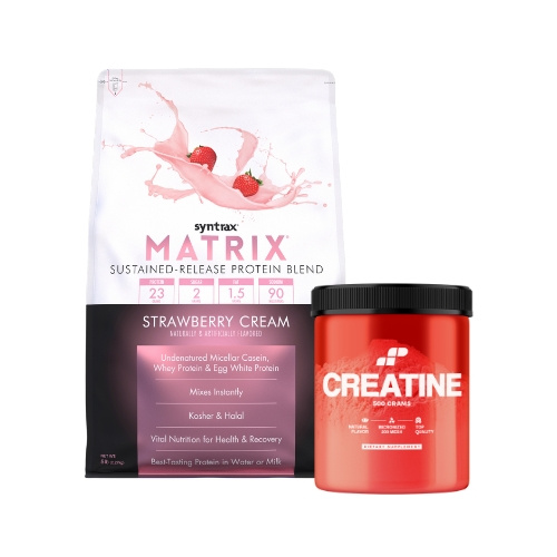 Białko Syntrax Matrix 5.0 Strawberry 2270g (75 porcji) + Kreatyna MP Nutrition Monohydrate 500g (100 porcji)